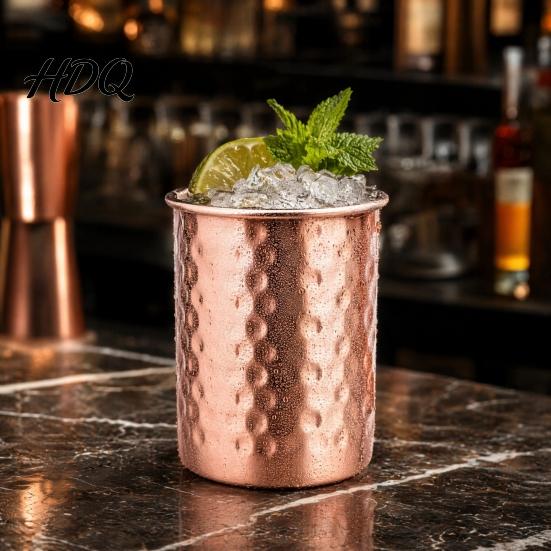 Eco-friendly Reusable Cup Hammered Stainless Steel Cup with Stable Base Durable Drinking
