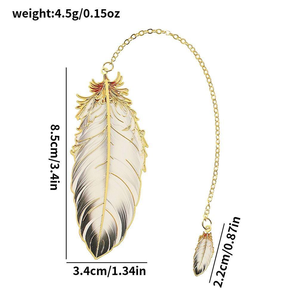 Feather Shape Metal Bookmark With Feather Pendant Pagination Mark  Book Lovers Writers Readers