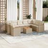 10 piece Garden Sofa Set with Cushions Beige Poly Rattan