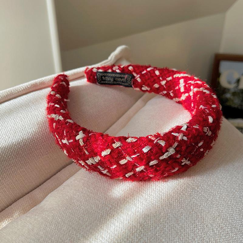 Pretty Merry Christmas Woman Red Wool Knitting Thick Sponge Padded Hairbands for Lady Girls Casual Party Holiday Headband