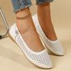 Women's Single Shoes Round Toe Shallow Mouth Cutout Breathable Non-slip Wear-resistant Flats