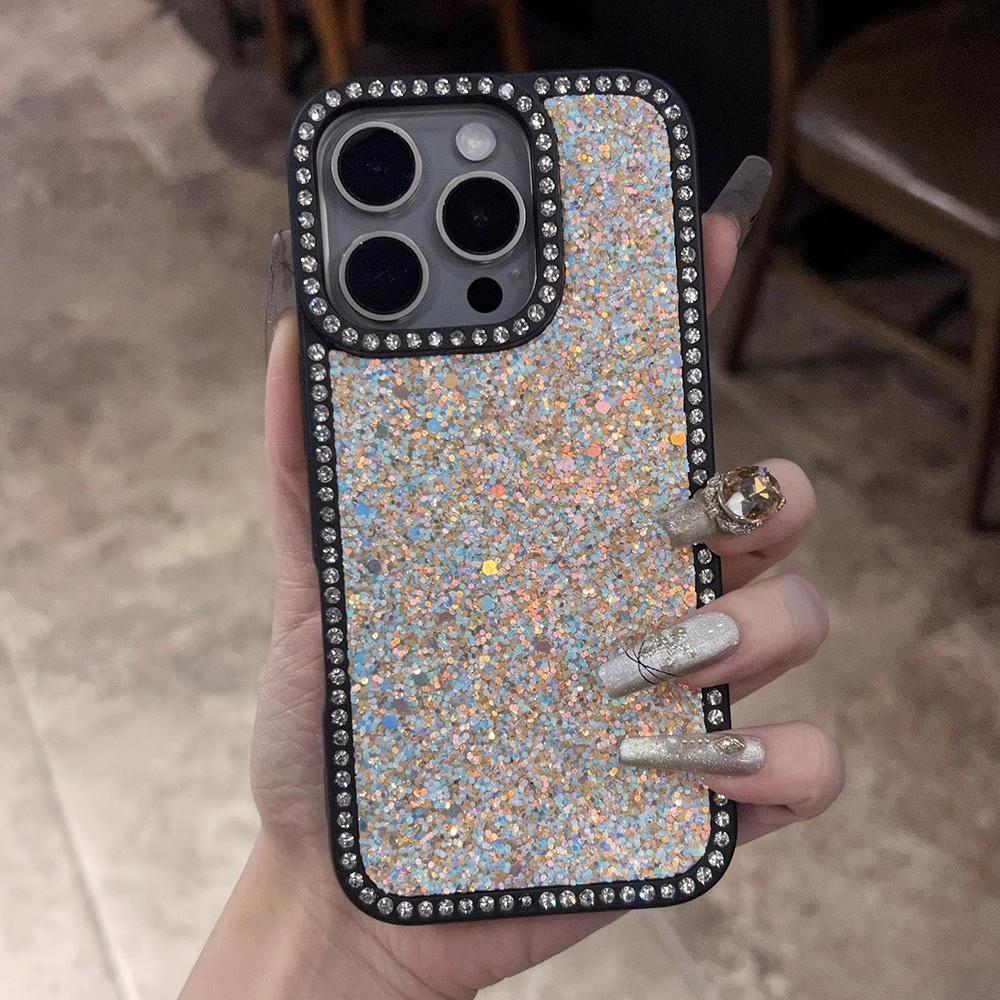 Luxury Glitter Sequins Diamond Case For iPhone 11 12 13 14 15 16 Pro Max Plus Sparkle Rhinestone Shockprook Hybrid Bumper Cover