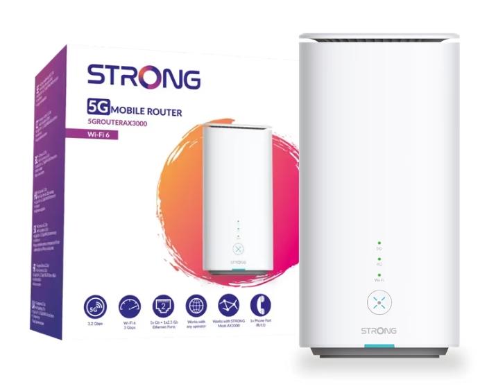 Mobilní router 5G Strong AX3000 3Gb/ LAN 2.5G s Wi-Fi 6 a telefonním portem