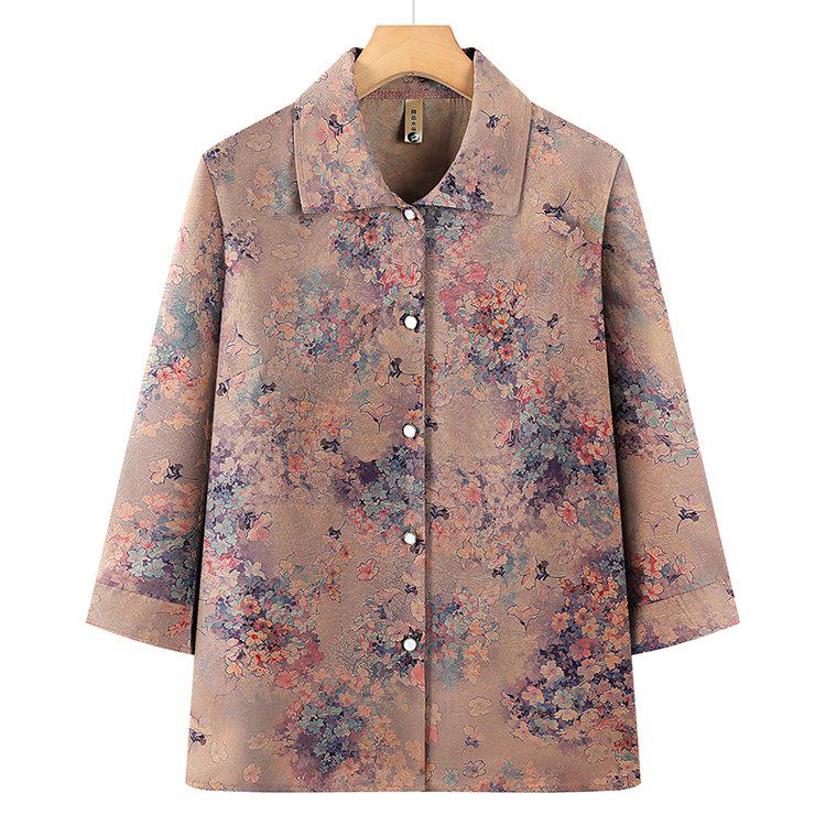 Printed Summer Cardigan & Shirt Set for Middle-Aged and Elderly Women 4XL