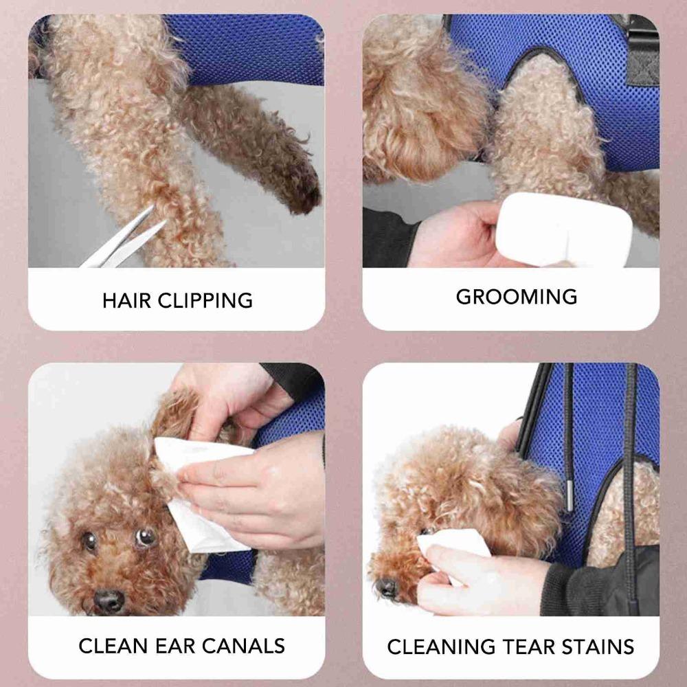 Breathable Mesh Pet Nail Trimming Sling Adjustable Strap Cat Dog Grooming Helper  Pet Bath Care
