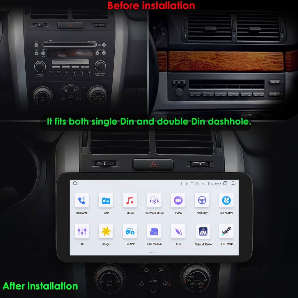10.33inch Car Radio Ossuret 1Din Touch Screen 360° Rotatable Android 13 GPS