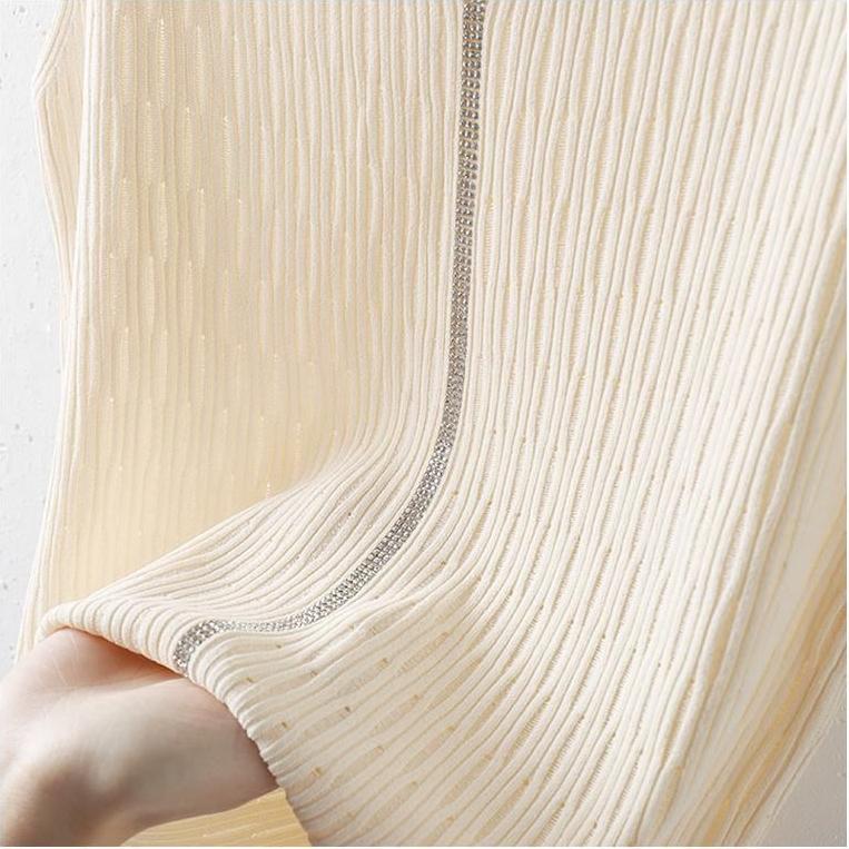 Ice Silk Suspender Tank Top Women's Bottom Coat Summer Short Loose Sleeveless White V-neck Knitted Casual Top