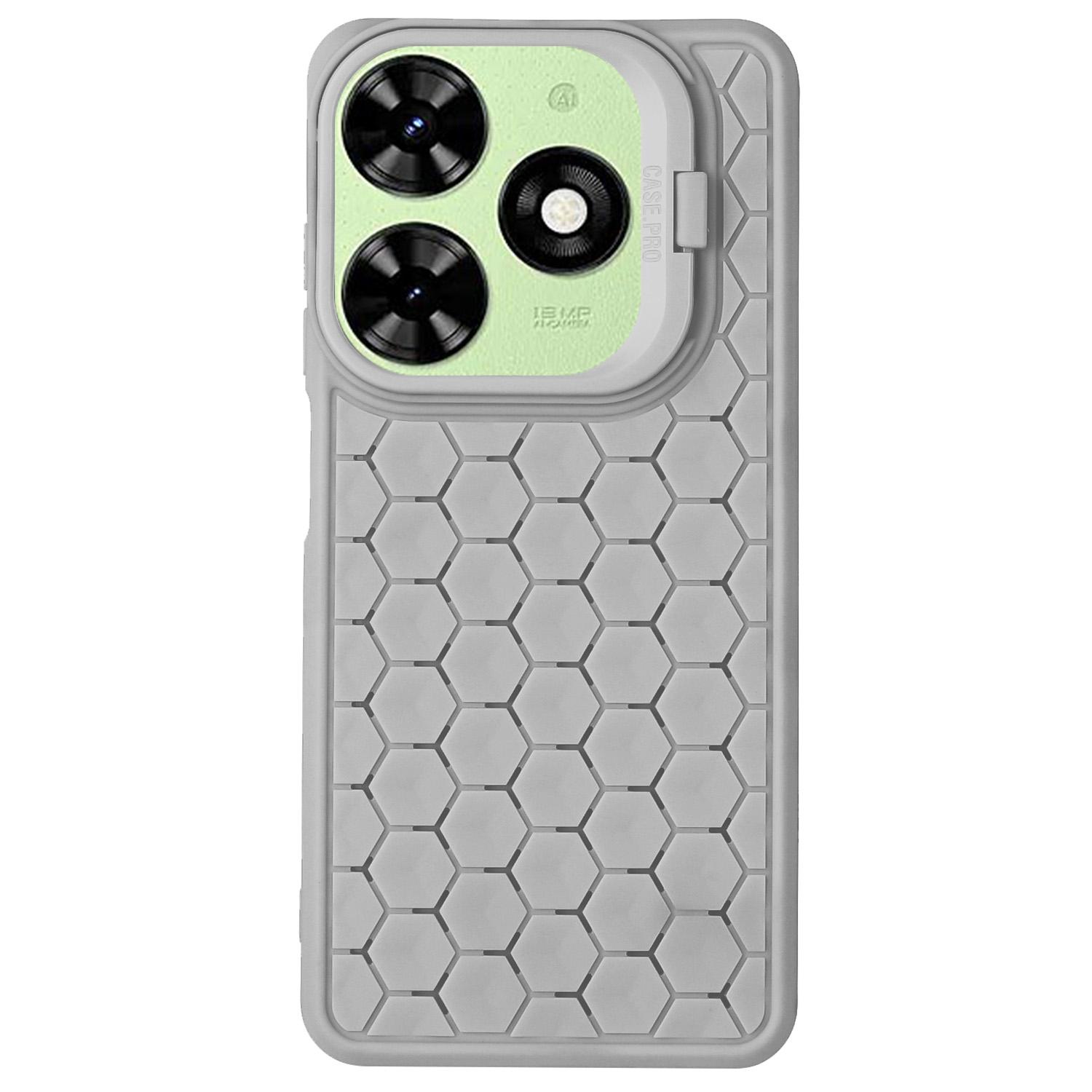 

For Infinix Smart 8 4G Case Kickstand TPU Phone Cover Heat Dissipation Breathable Grey