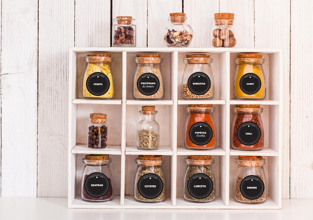 Naklejki na słoiki 120 szt etykiety na pojemniki przetwory uniwersalne