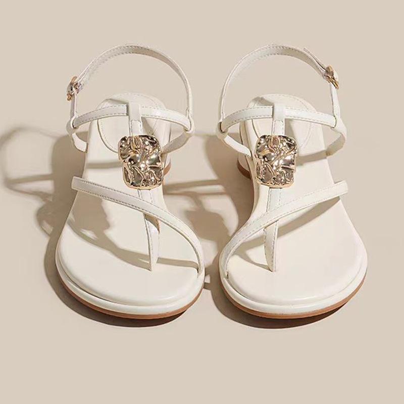 

Fashion Summer Street Style Clip Toe Narrow Band Thin Low Heels Women Sandals Fashion Buckle Strap Ladies Casual Shoes Zapatos De Mujer 38 белый