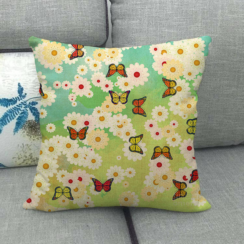 Colorful Butterfly Cartoon Insect Animal Digital Printing Short Plush Pillow Covers For Car Sofa Office Cushion Cover Home Goods