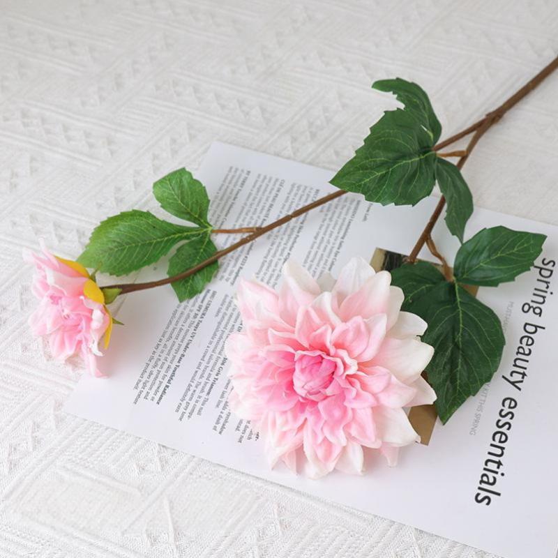 Artificial Wet Feeling Single Dahlia Artificial Flower Home Living Room Decoration Valentine'S Day Wedding Party Decoration