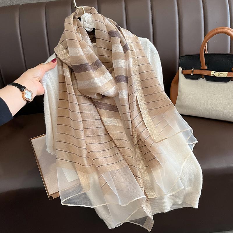 Luxury New Long Silk Scarf for Women Beach Hijab  Elegant Shawls Female Head Wool Wraps Plaid Echarpe Bufanda Bandana