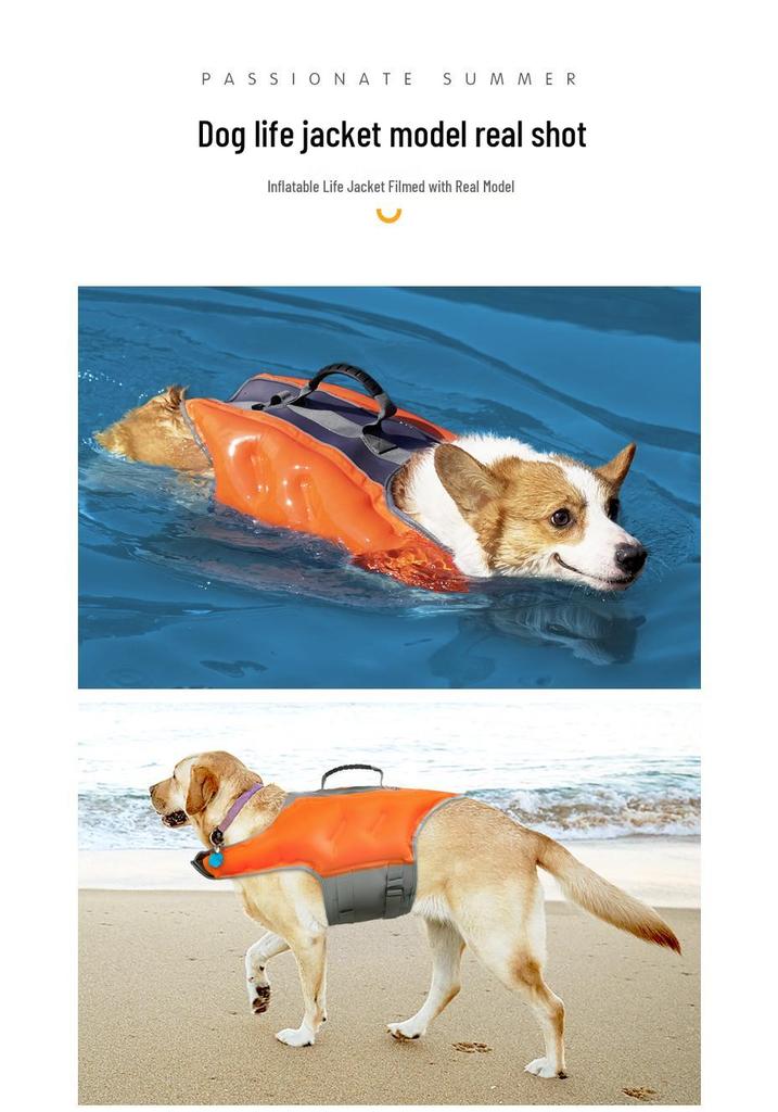 Inflatable Dog Life Jacket - Lightweight & Breathable Swim Vest for Large Dogs