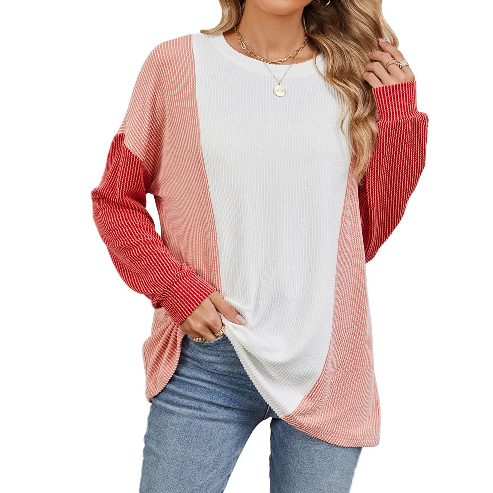 

Женская мода с круглым вырезом, с длинным рукавом, повседневная футболка, свитшот, топ XL белый