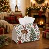 1pc Cute Woodland Festive Tissue Box - Xmas Napkin Dispenser, Made of Durable Polyester, Decorated with Fawn Pine Tree Bird, Suitable for Living Room,