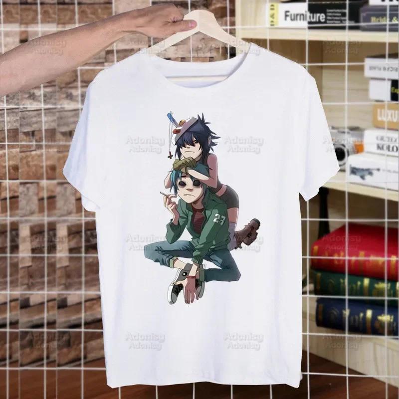Gorillaz Rock Modern Music Graffiti T Shirt Men Retro Washed Tops Tees Harajuku Tshirt Streetwear Hip Hop Male T-shirts