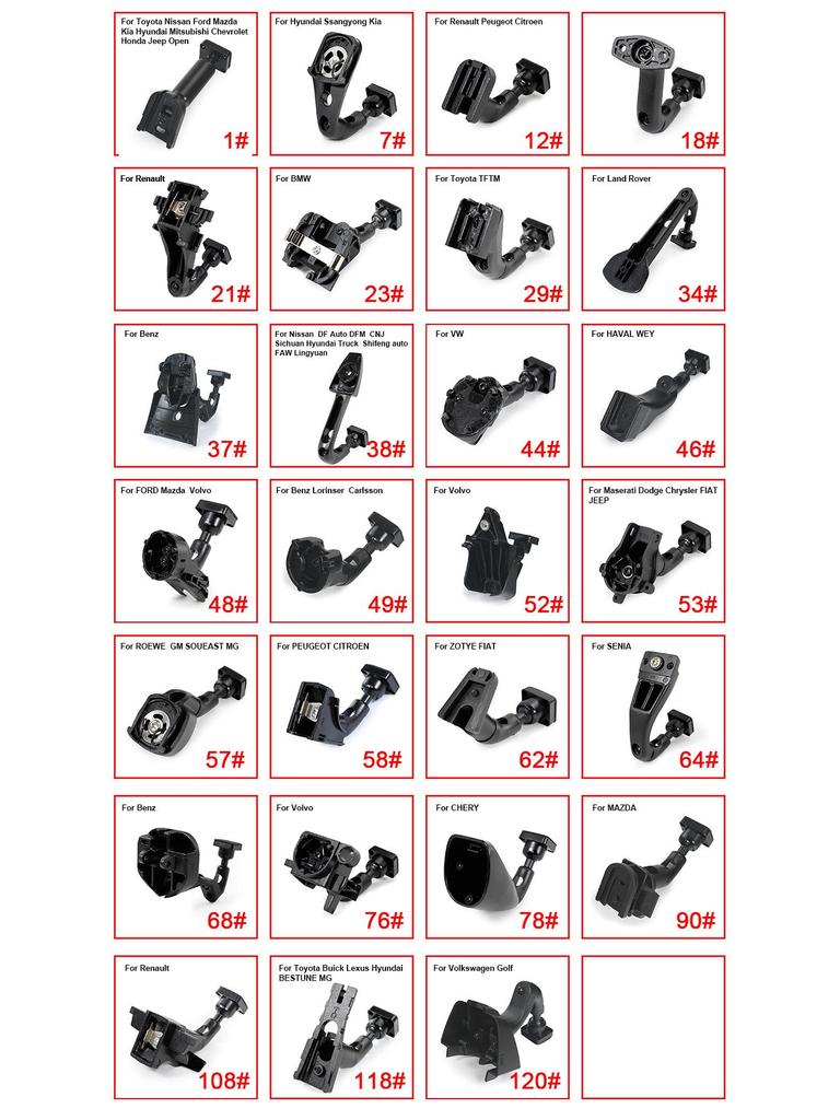 Univerzální držák zpětného zrcátka s malou hlavou pro různé modely aut