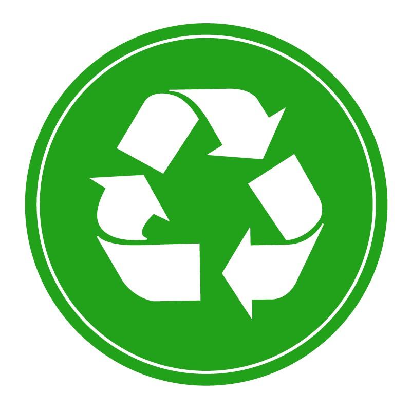 1000 Stück Recycling-Logo-Etikett Kunstpapier-Aufkleber für recycelbare umweltfreundliche Produkte Grüne Farbe Runde Fabrik-Etiketten