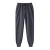 Men Sweatpants Mid-rise Elastic Waist Adjustable Drawstring Sport Pants with Pockets Solid Color Casual