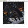 1pc Black Knight Medieval Fantasy Shower Curtain - Extra Large 177.8x177.8 cm Durable Polyester Fabric with 12 Hooks, Machine