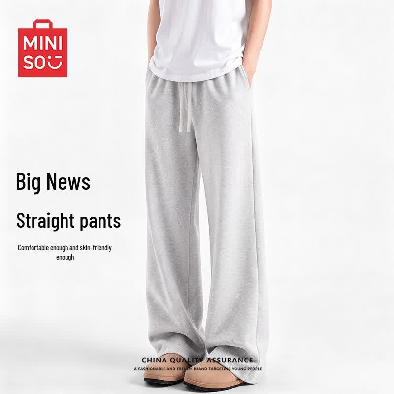 MINISO Men's Solid Color Loose Straight-Leg Casual Athletic Pants