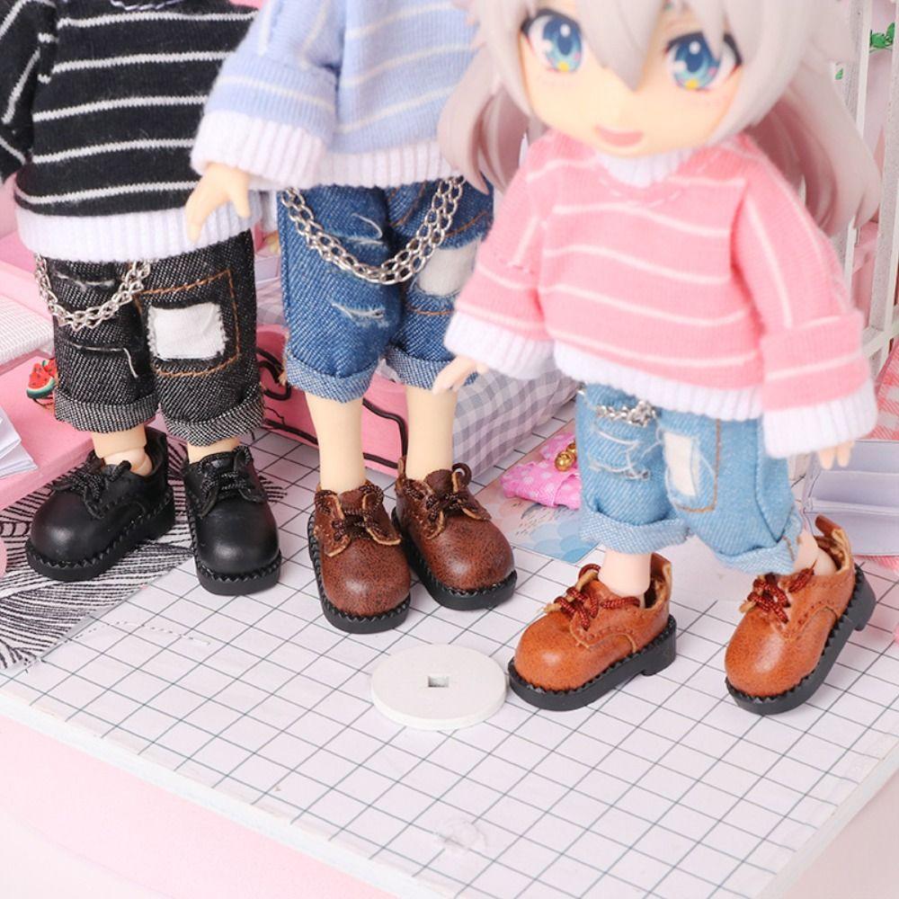 With Shoelace Doll Leather Boots Dress Up Cowhide Dolls Shoes Obitsu11 Shoes Doll Accessories