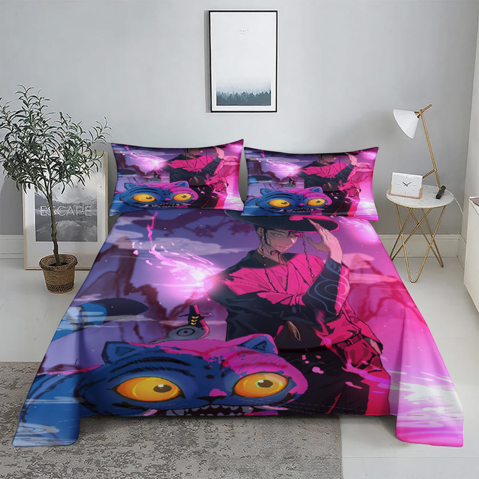 

Комплект постельного белья Villain boy K-Pop D-Demon Hunters 3D Цифровой плоский комплект с принтом для спальни Простыня Наволочка Комплект постельного белья для домашнего декора 110X230cm(2Pcs)