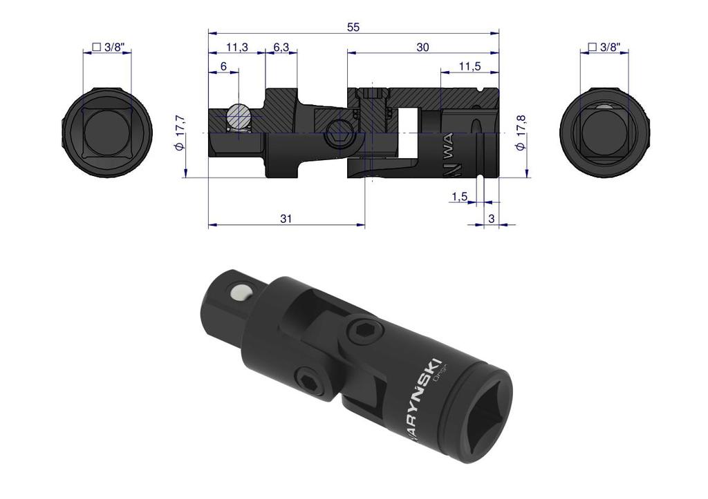 3/8" Universal Joint, Waryński
