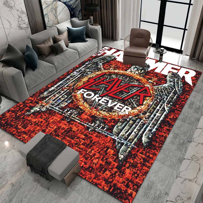 Slayer Heavy Metal Band-themed Decorative Rug for Living Rooms, Bedrooms, Sofa Areas, and Entryways; Doubles As a Non-slip Play Mat for Children.