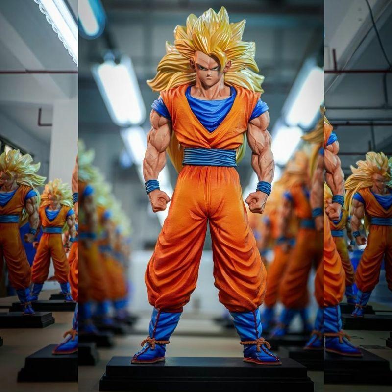 34cm Jt Star Orbit Super Three Goku Anime Figure Model Dragon Ball Super Saiyan Gk Statue Model Play Ornament Male Birthday Gift
