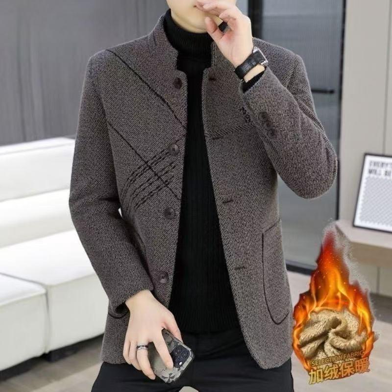 Herren Herbst Hochwertige Stehkragen Anzugjacke für Mittleren und Jungen