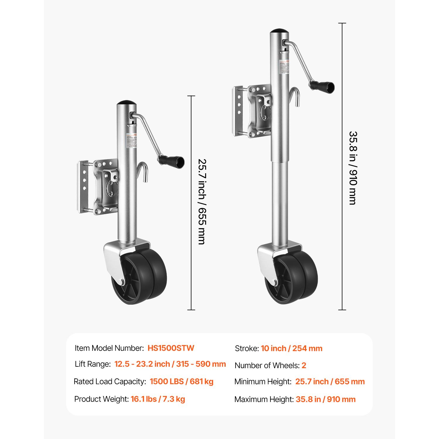 SucceBuy Trailer Jack w/ Wheel 2000lbs