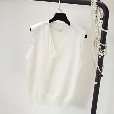 

Autumn and winter large size knitted vest women s loose pullover v-neck sweater vest vest fat mm thin and thin loose M белый
