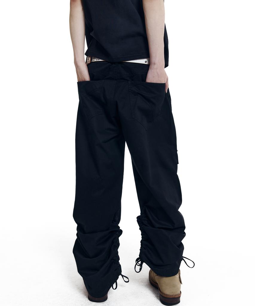 AAKAM Shirring Utility Cargo Pants (Black)