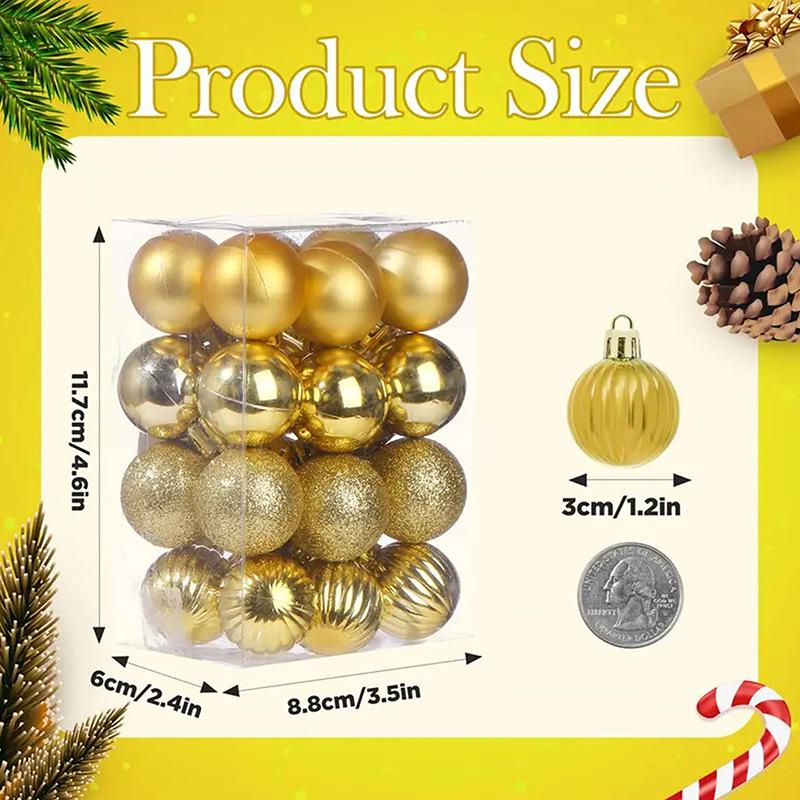 24 Pcs 3Cm Christmas Balls Set Xmas Tree Hanging Pendant Christmas Decoration Home Party Hanging Ornament New Year Decoration
