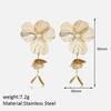 European and American metal three-dimensional flower stud earrings women's sweet and cool ins wind flow Su gold-plated stainless steel earrings earrin