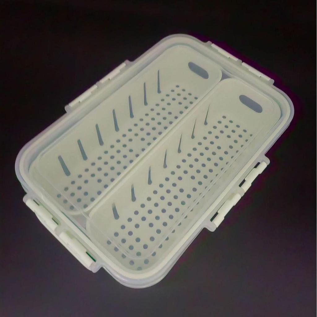 Cross-Border Drain Storage Box: Portable Multigrid Sealed Food Container for Refrigerator and Kitchen.