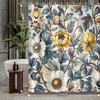 1pc Vintage Floral Leaf Modern Fashion Plant Shower Curtain, Decorative Printed Shower Curtain, Includes 12 Hooks, Bath