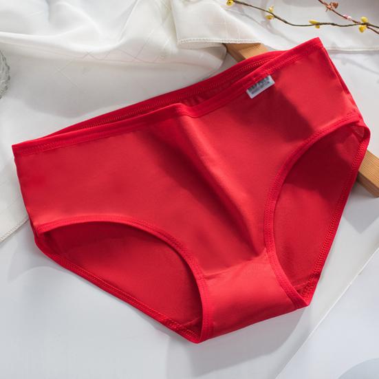Women Underpants Lace Solid Color Breathable Mid Waist Soft Anti-septic Cotton