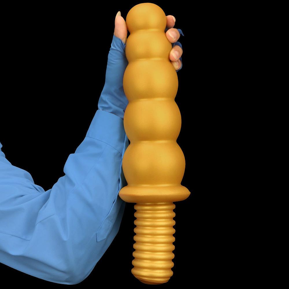 Extra Large Gold Silicone Threaded Vibrator Anal Plug Anal Diverter Dildo Sex Toy Realistic Penis Big Dick