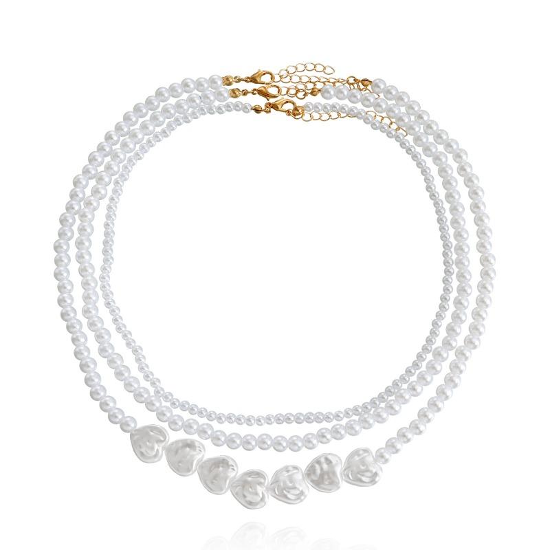 Meier Multi-layered high-gloss heart-shaped pearl necklace necklace for women cold stylesweater chain золотой