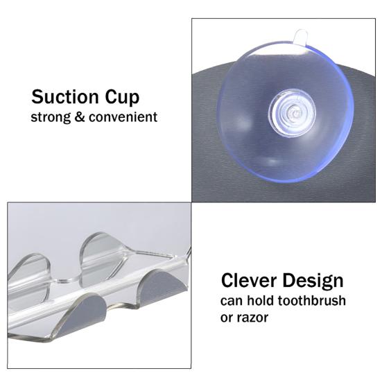 1 Set Shower Mirror with Suction Cup Wall Mounted Acrylic Anti-Fog Shaving Makeup Mirror for Bathroom