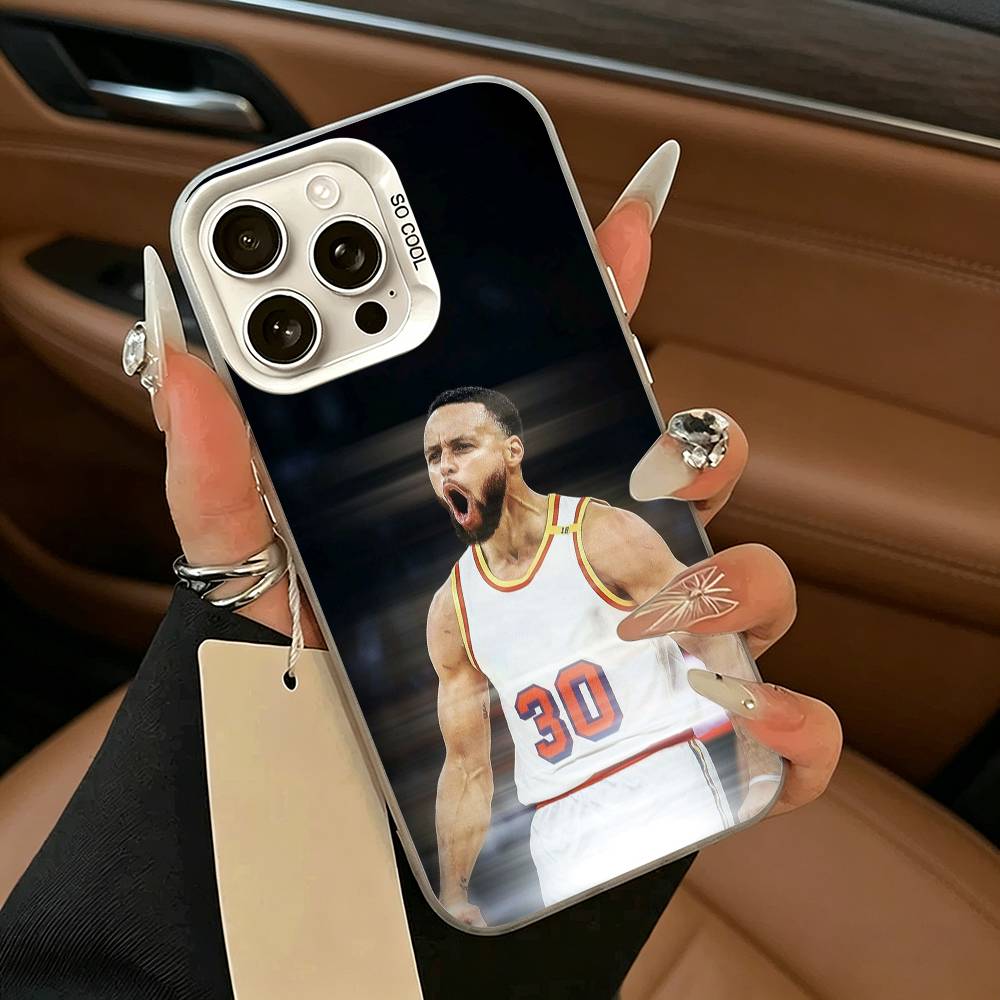 30 Custodia per Telefono Stephen- C-Curry per iPhone 17,16,15,14,13,12,11 Plus,Pro Max,XS,custodia per telefono bianco argento