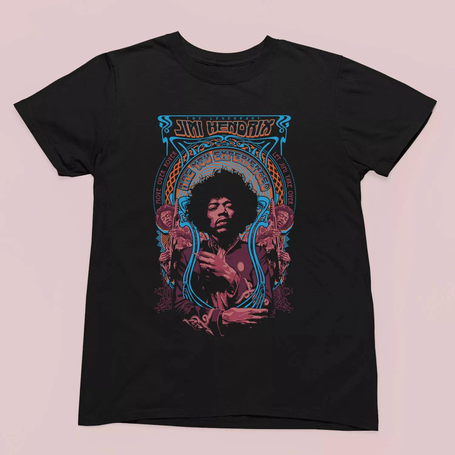 Jimi Hendrix Graphic Tshirt Psychedelic Rock Art Graphic Tshirt Mens Summer Cotton Tshirt Casual Round Neck Tshirt Y2k L