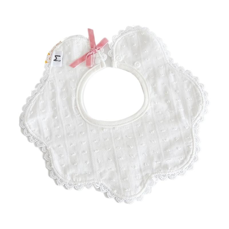 

Stylish Baby Fashion Bibs with Embroidery Absorbent Newborn Feeding Bibs Baby Bibs with Lacy Edges Exquisites Bibs Gift 1 белый
