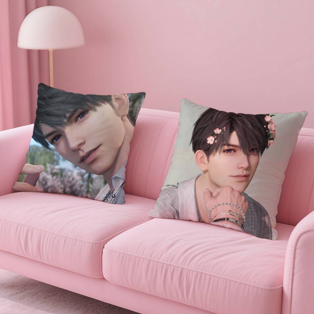 Anime C-Caleb Love And Deepspace Game Pillow Case Anti-dustmite Pillowcase Invisible zipper silky short plush Sofa cushion cover