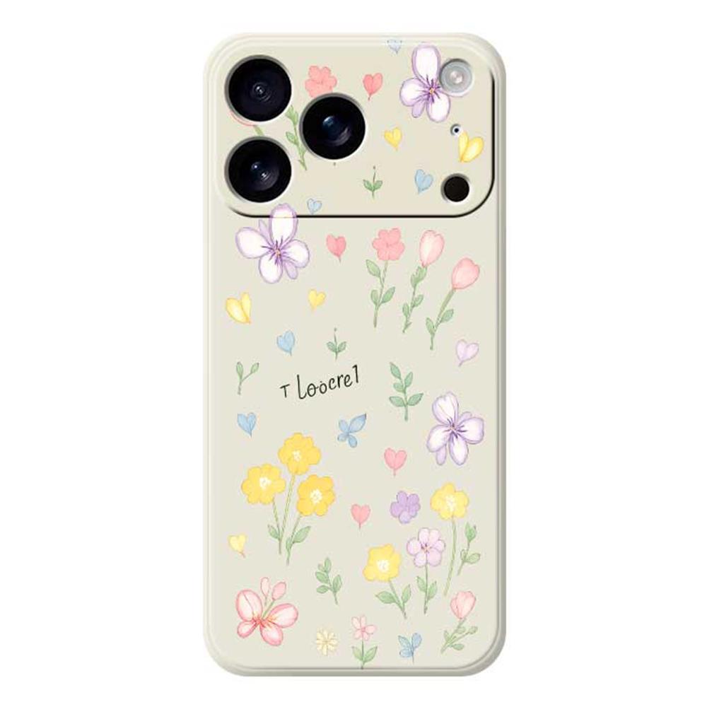 For iPhone 17 Pro Max Case Small Flowers Pattern Printing Straight Edge TPU Phone Back Cover