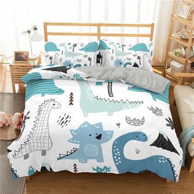 3d Dinosaur Family Bedding Set For Kids Cartoon Printed Bed Cover Single Boys Duvet Cover Set Single Size Bedclothes