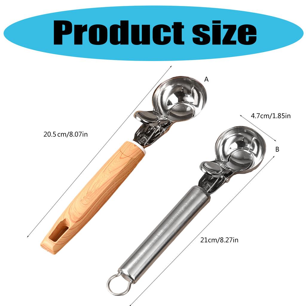 Stainless Steel Scooper With Ergonomic Grip For Ice Cream Nonstick Digger Dessert Spoon For Home And Commercial Use